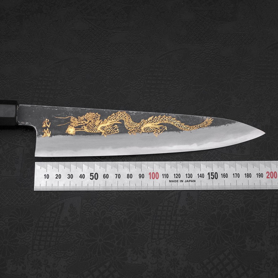 Gyuto White Steel #2 Kurouchi Chokin Dragon Buffalo Ebony Handle 210mm - Image 9