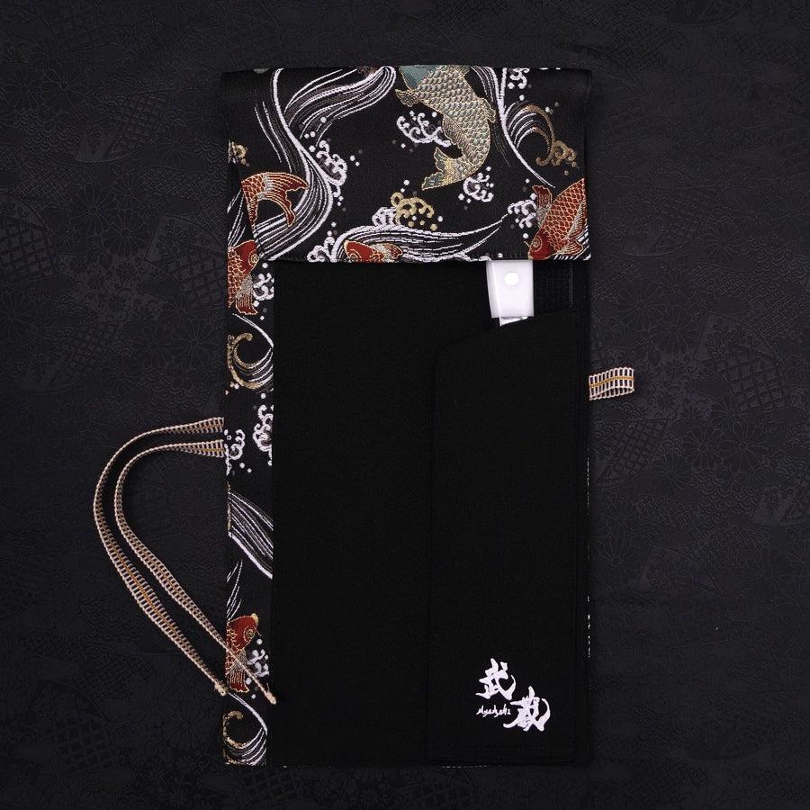 Musashi Japanese Style Kitchen Knife Roll Black Koi 1 Pocket Handmade - Image 3
